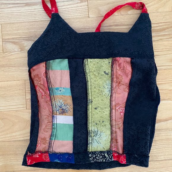 Brocade Tank Top with Multi-Colour Panels Size S US2 EUC - Picture 8 of 8